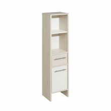 Tall bathroom cabinet 350, 33x28xH136,2cm, white / light brown