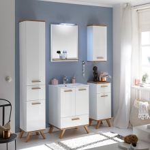 Vannas istabas mēbeļu komplekts ar LED apgaismojumu 923 balta/ozols