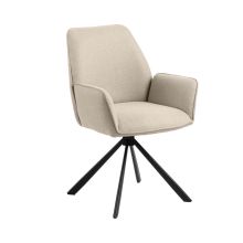 Dining chair GLENDA with armrest, beige