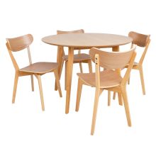 Dining set ROXBY round table, 4 chairs, oak