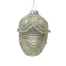 Christmas ornament JOY EGG CHAMPAGNE 9.5cm, glass