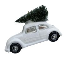 Ziemassvētku rotājums JOY CAR WHITE 10.6cm, stikls