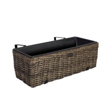Balcony flower box WICKER 60x19xH18cm, dark brown