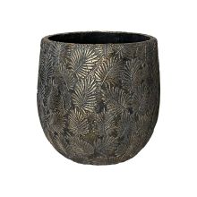 Кашпо SUNNY CEDAR D34xH33см, темно-серый/золотистый