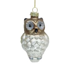 Ziemassvētku rotājums JOY OWL 11cm, stikls