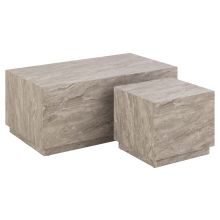 Coffee tables 2pcs DICE 100x60xH42cm, 44x44xH38cm, grey