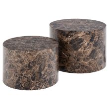 Coffee tables 2pcs DICE D58xH40cm, D50xH33cm, brown