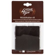 Mēbeļu aizsardzība filcs 43x43mm x 4gab, melns