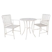 Balcony set JASMINE table and 2 chairs, antique white metal