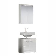 Vannas istabas mēbeļu komplekts AMANDA balts spīdums/balts