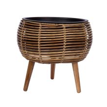 Planter WICKER 37x37xH35cm, light brown