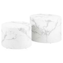 Coffee tables 2pcs DICE D58xH40cm, D50xH33cm, white