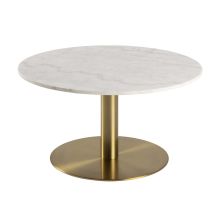 Coffee table CORBY D80xH45cm, white/brass