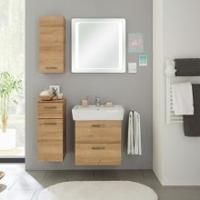 Vannas istabas mēbeļu komplekts ar LED apgaismojumu un izlietni 919 ozols