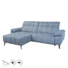 Corner sofa LUZERN LC, electric recliner, bluish grey