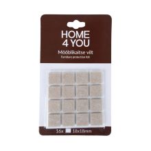 Furniture protective felt pads 18x18mm, 16pcs, beige