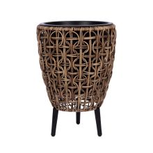 Planter WICKER 28x28xH42cm, brown