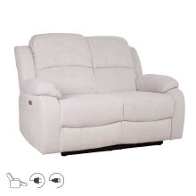 Recliner sofa FELICIA 2-seater with electric mechanism, natural white