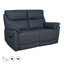 Recliner sofa BOWEN 2-seater with electric mechanism, dark grey genuine leather