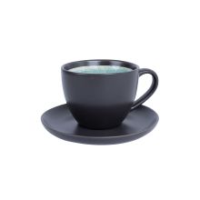 Cup/saucer RITA 300ml, black/blue