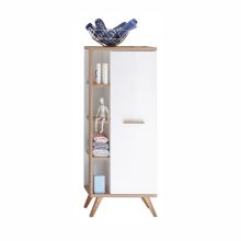 Tall bathroom cabinet 923, 50,5x33xH128cm, white / oak