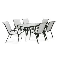 Garden furniture set DUBLIN table and 6 chairs, silver grey