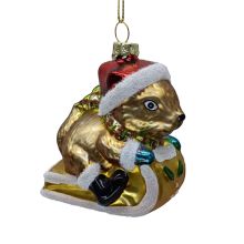 Ziemassvētku rotājums JOY SQUIRREL 9cm, stikls