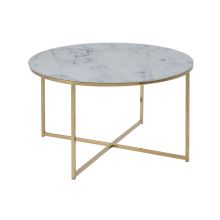 Coffee table ALISMA D80xH45cm, white/golden