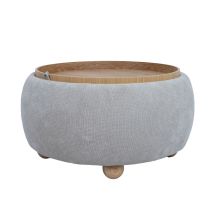 Tumba / galds HIRO D67xH38cm, bēšs, ar uzglabāšanas kasti