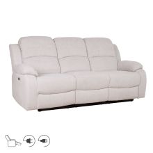 Recliner sofa FELICIA 3-seater with electric mechanism, natural white