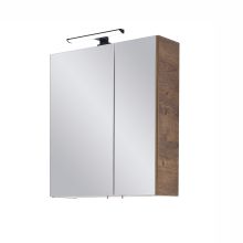 Mirror cabinet with LED lighting 76-I, 60x20xH72cm, dark oak