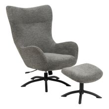 Atpūtas krēsls TALGARTH ar kāju soliņu, pelēks