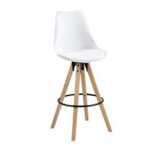 Bāra krēsls DIMA 48,5x55xH111,5cm, sēdeklis un atzveltne: ādas aizvietotājs, krāsa: balta