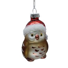 Ziemassvētku rotājums JOY OWL 8cm, stikls