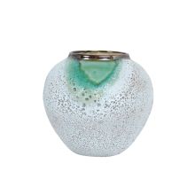 Ceramic vase TITAN STONE D20xH18cm, green/white texture