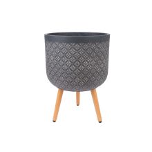 Plant holder SKY PAO D37xH52.3cm, dark grey, with wood legs