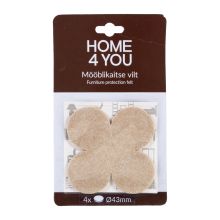 Furniture protective felt pads D43mm, 4pcs, beige