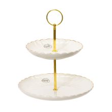 Tiered stand SHELL D20,3xH23cm, porcelain
