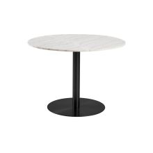 Dining table CORBY D105xH75cm, white marble/black
