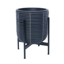 Puķu pods WICKER ar statīvu 30x30xH38cm, melns/brūns