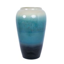 Ceramic vase TITAN STONE H37cm, white/blue