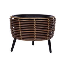 Planter WICKER 36x36xH27cm, brown