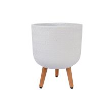 Plant holder SKY SELENA D30xH39.5cm, white, with wood legs