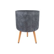 Plant holder SKY EDEN D37xH52.3cm, dark grey, with wood legs