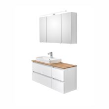 Bathroom set with washbasin 360 white gloss, LED, with mirror cabinet