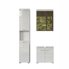 Vannas istabas mēbeļu komplekts AMANDA ar skapi, balts spīdums/balts