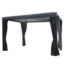 Gazebo MIRADOR-111 3x4m with curtains, dark grey
