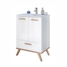 Washbasin cabinet 923, 60,5x46xH87,5cm, white / oak