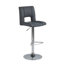 Bāra krēsls SYLVIA 41,5x52xH115cm, sēdeklis un atzveltne: ādas aizvietotājs, krāsa: tumši pelēka, kājiņa: hromēta