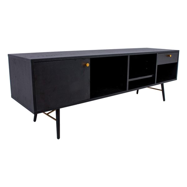 TV galds LUXEMBOURG 150x40xH50cm, melns / varš